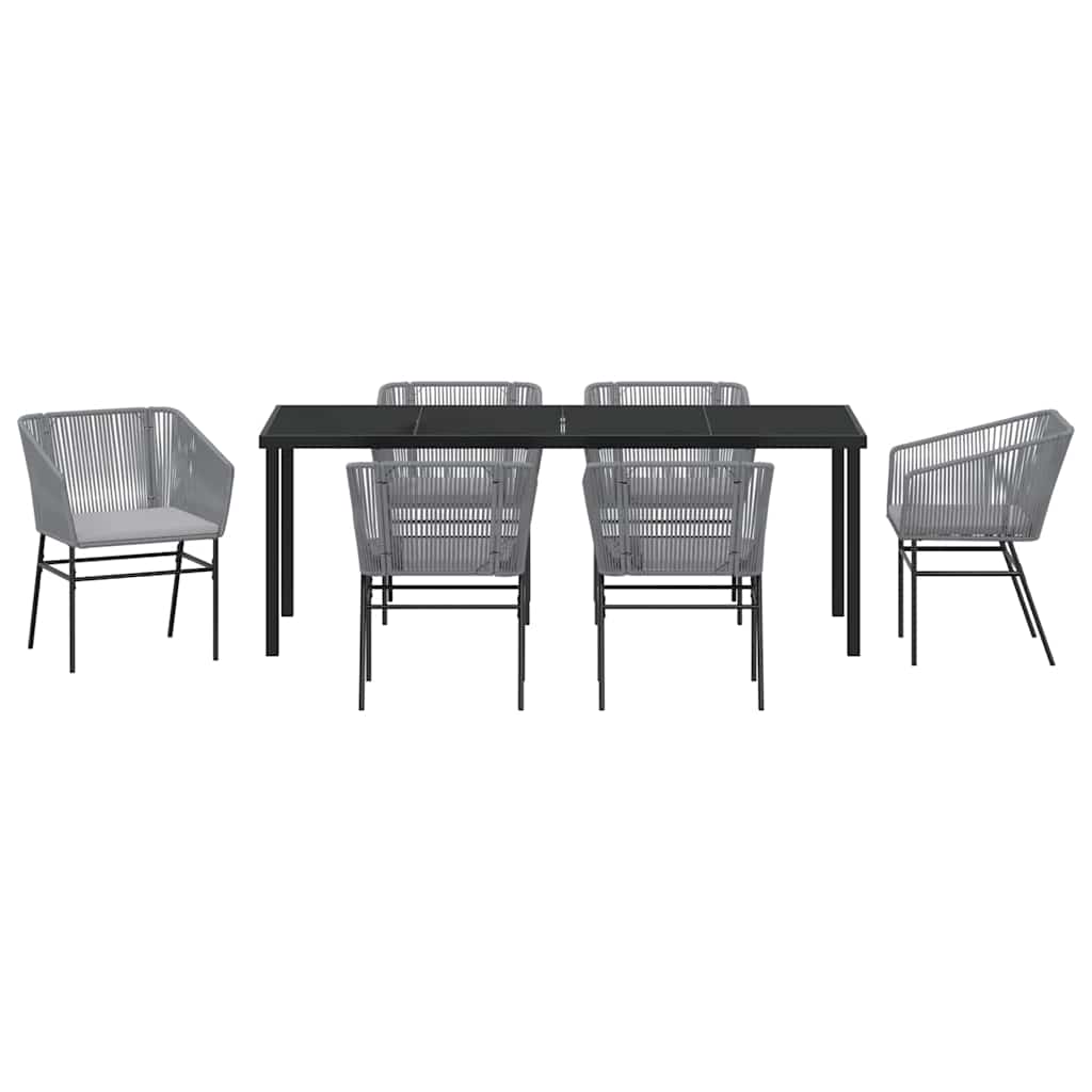 Tuin eettafelset met kussen 7 pcs Grijs Gepoedercoat staal – afbeelding 7