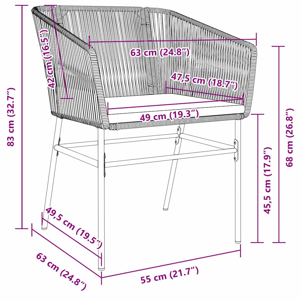 Tuin eettafelset met kussen 9 pcs Grijs Gepoedercoat staal – afbeelding 10