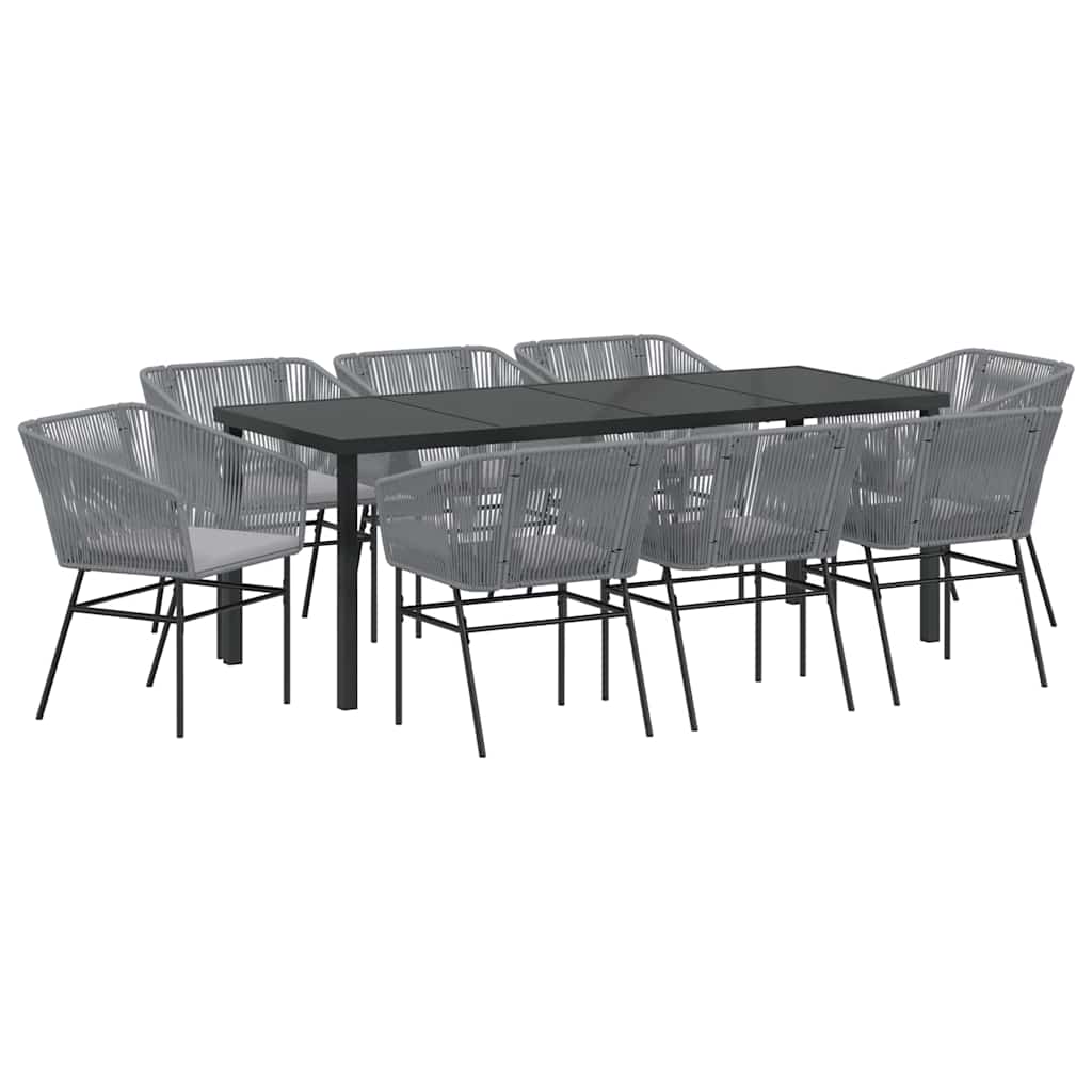 Tuin eettafelset met kussen 9 pcs Grijs Gepoedercoat staal – afbeelding 2