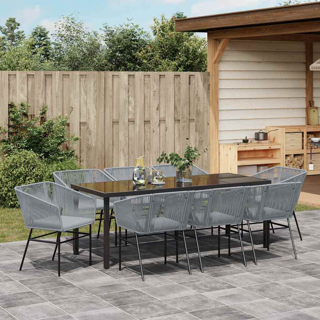 Tuin eettafelset met kussen 9 pcs Grijs Gepoedercoat staal – afbeelding 4