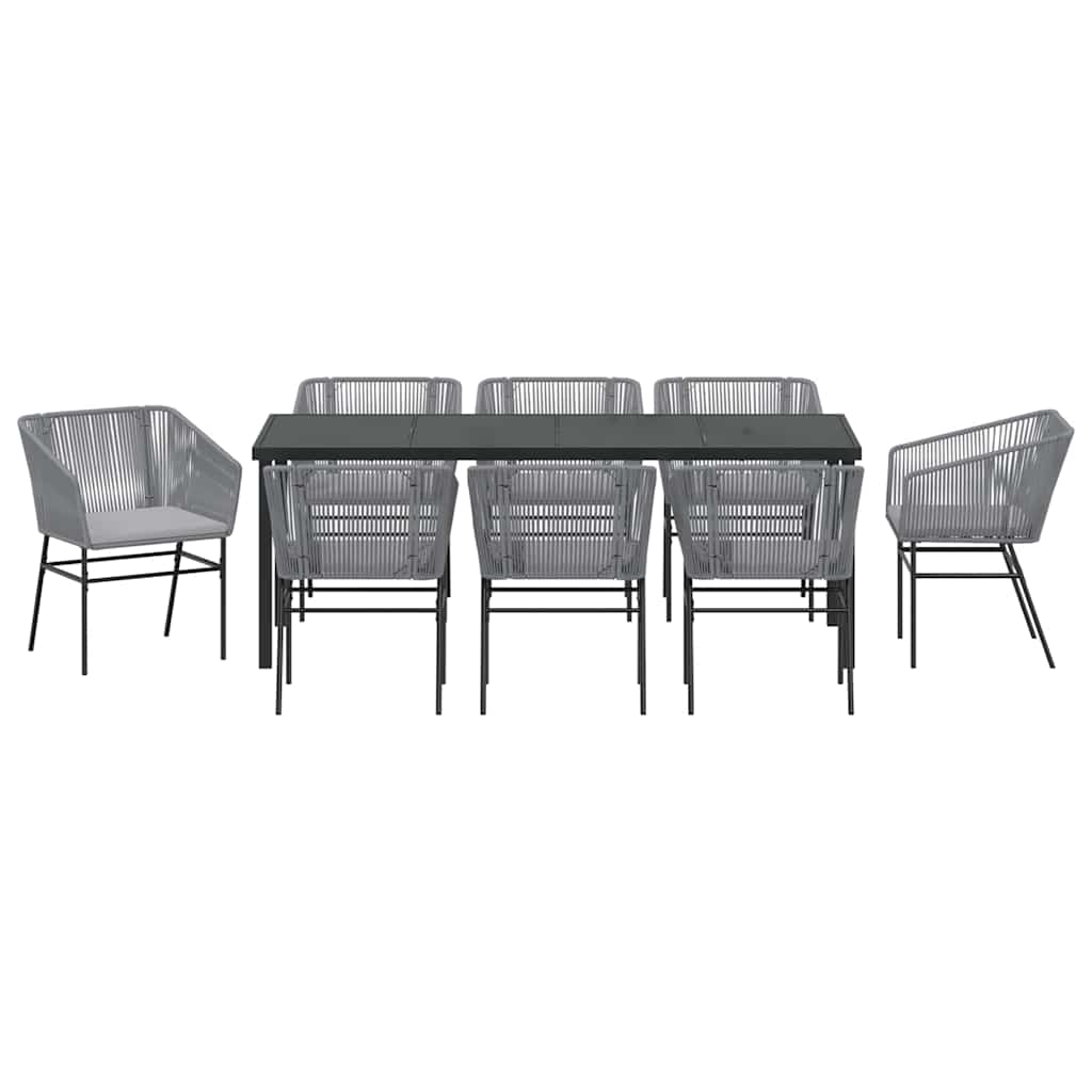 Tuin eettafelset met kussen 9 pcs Grijs Gepoedercoat staal – afbeelding 7