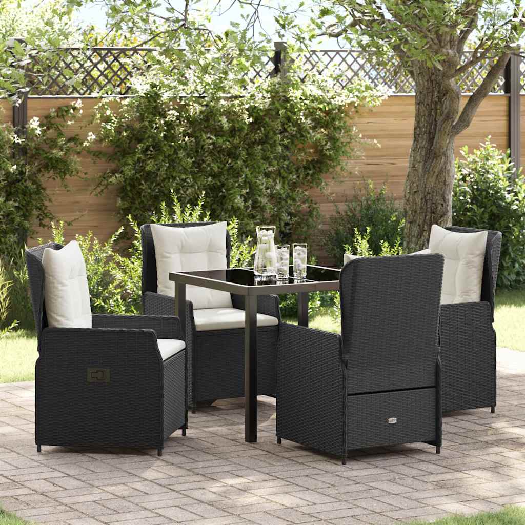 Tuin eettafelset 5 pcs Zwart poly rattan – afbeelding 1