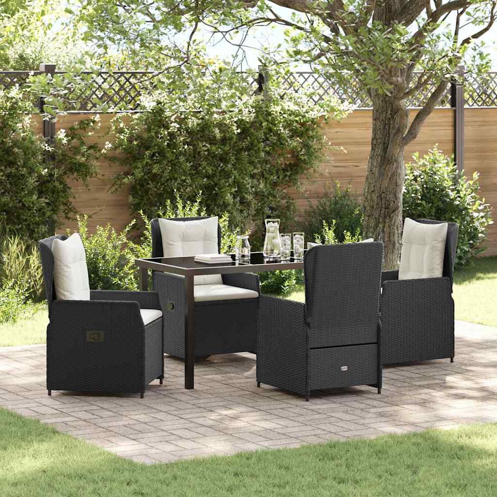 Tuin eettafelset 5 pcs Zwart poly rattan – afbeelding 1