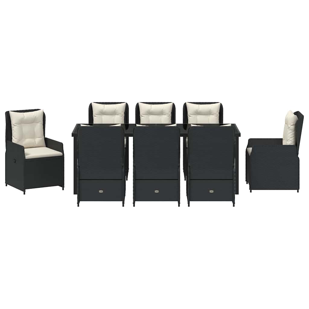 Tuin eettafelset 9 pcs Zwart poly rattan – afbeelding 7