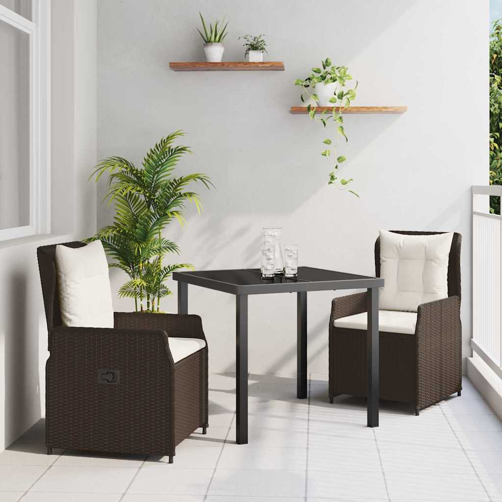 Tuin eettafelset 3 pcs Bruin poly rattan – afbeelding 1
