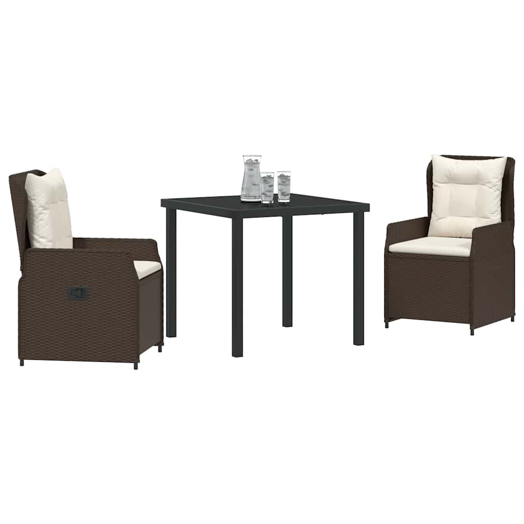 Tuin eettafelset 3 pcs Bruin poly rattan – afbeelding 3