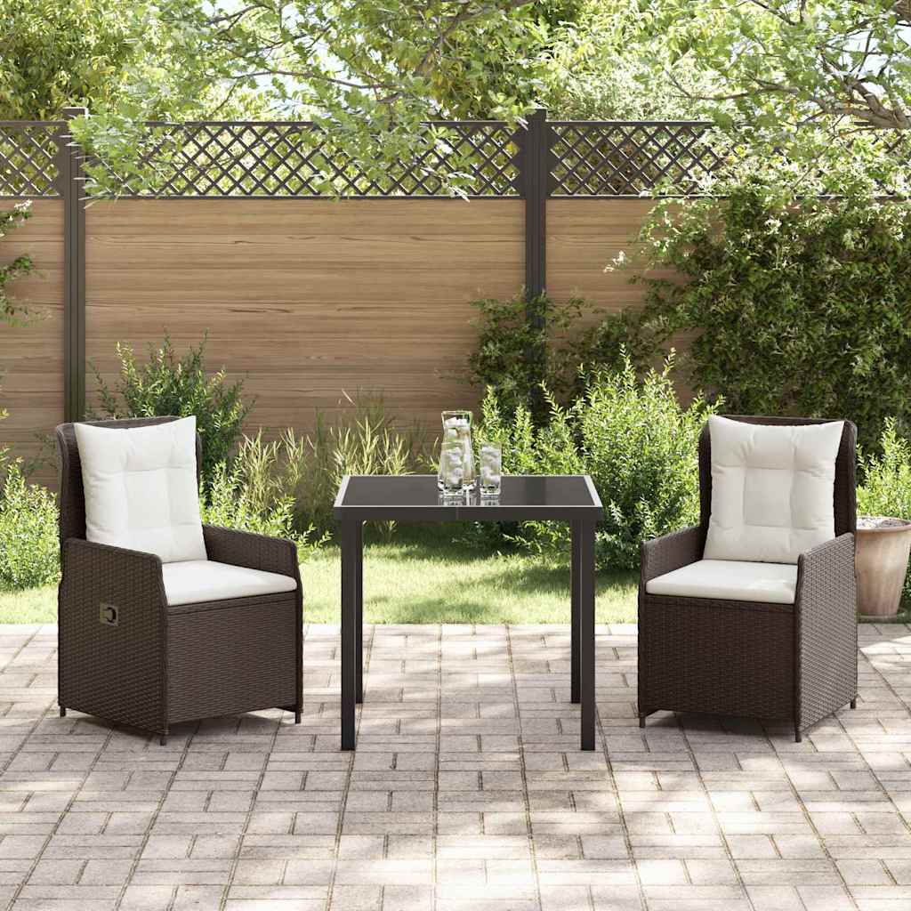 Tuin eettafelset 3 pcs Bruin poly rattan – afbeelding 4