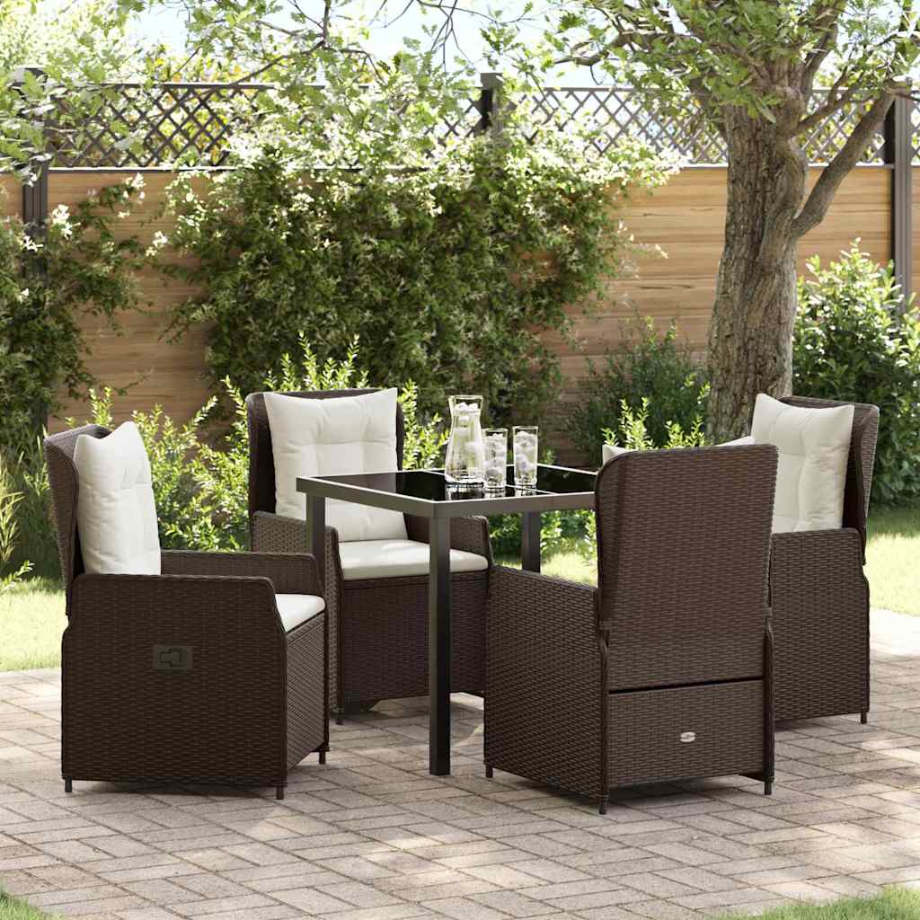 Tuin eettafelset 5 pcs Bruin poly rattan – afbeelding 1