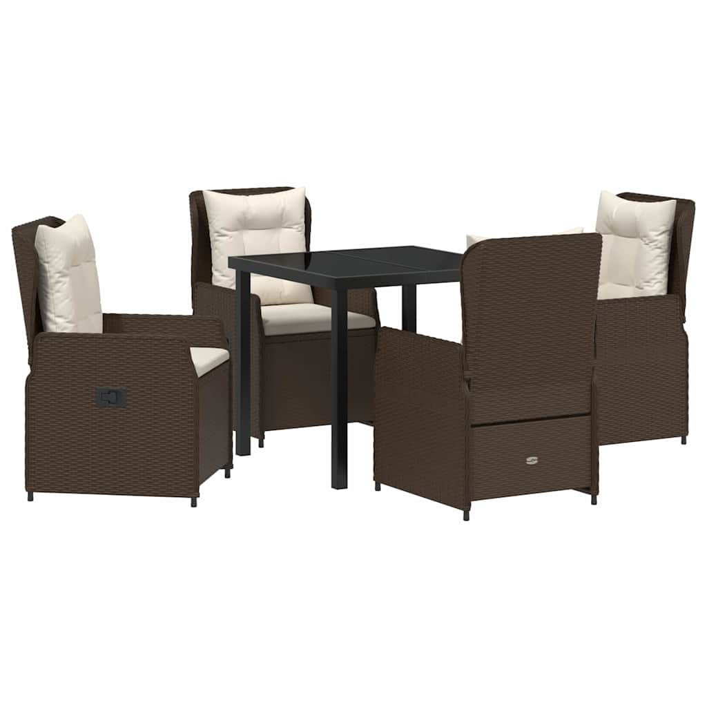 Tuin eettafelset 5 pcs Bruin poly rattan – afbeelding 2