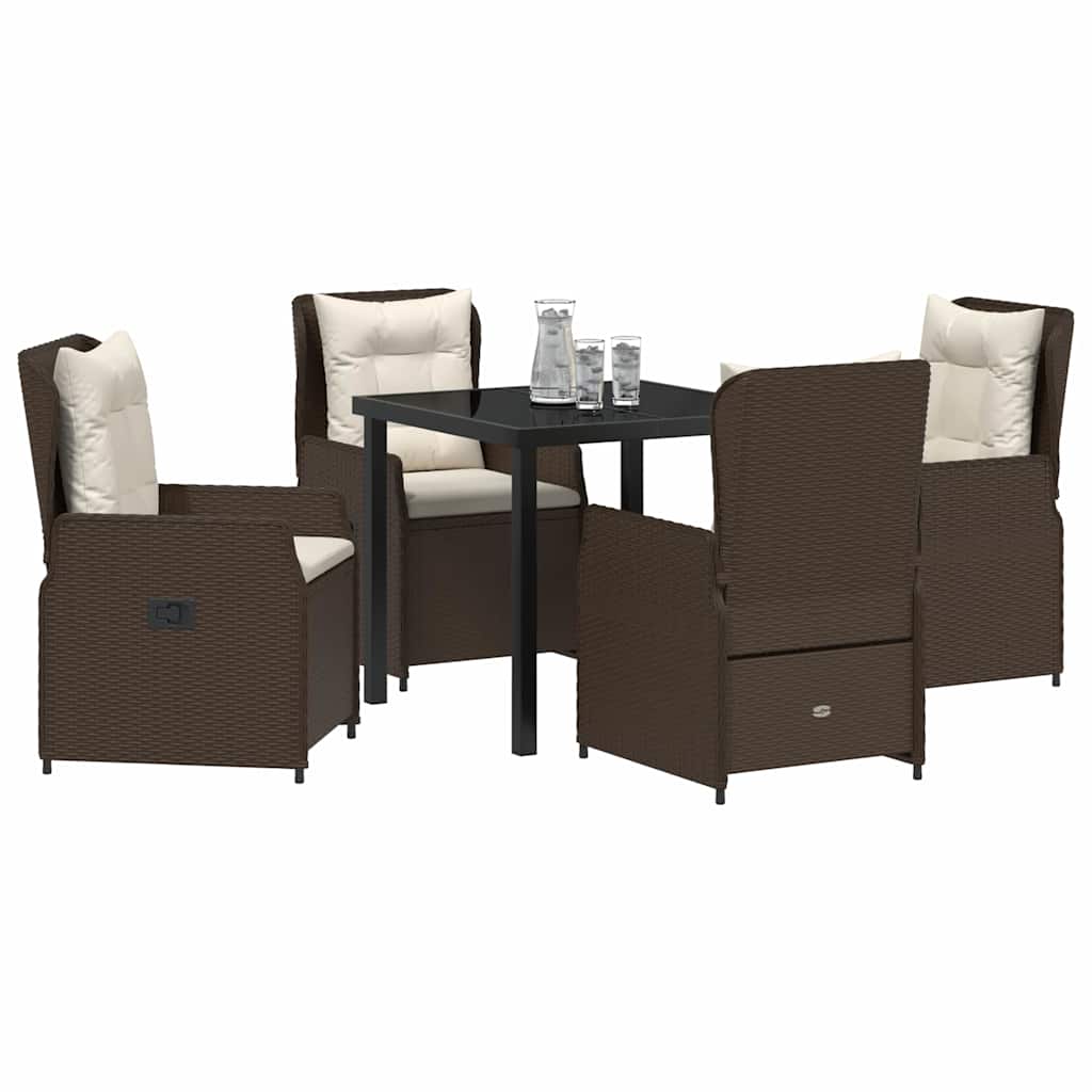 Tuin eettafelset 5 pcs Bruin poly rattan – afbeelding 3