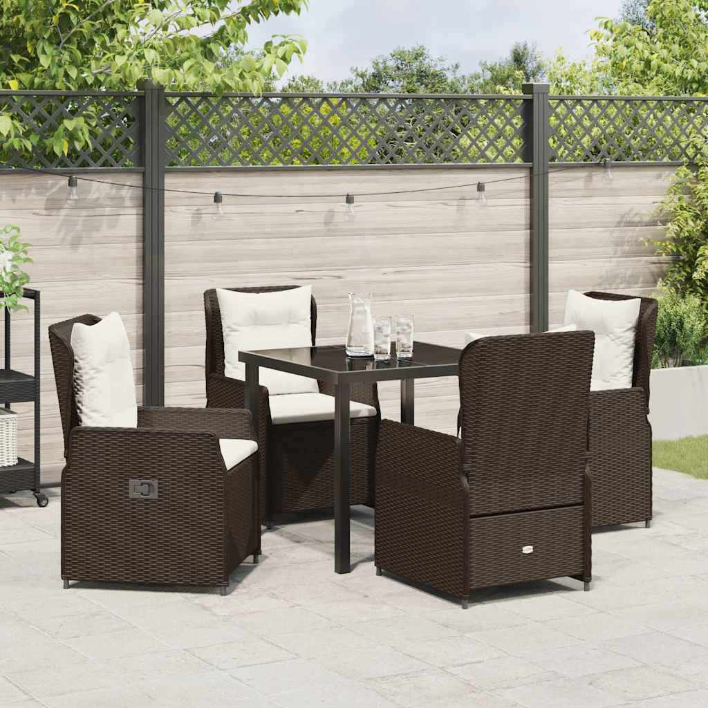 Tuin eettafelset 5 pcs Bruin poly rattan – afbeelding 4
