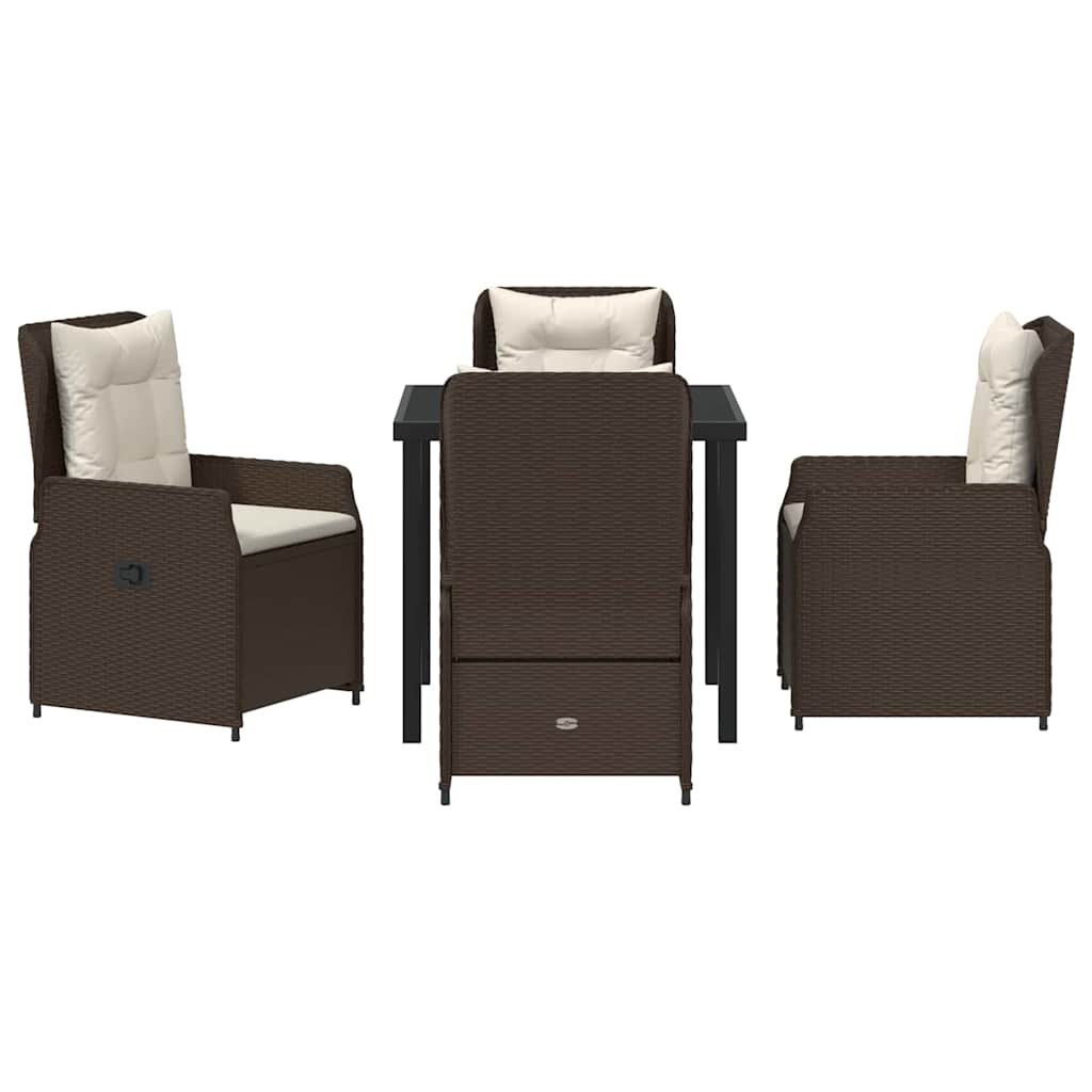 Tuin eettafelset 5 pcs Bruin poly rattan – afbeelding 7
