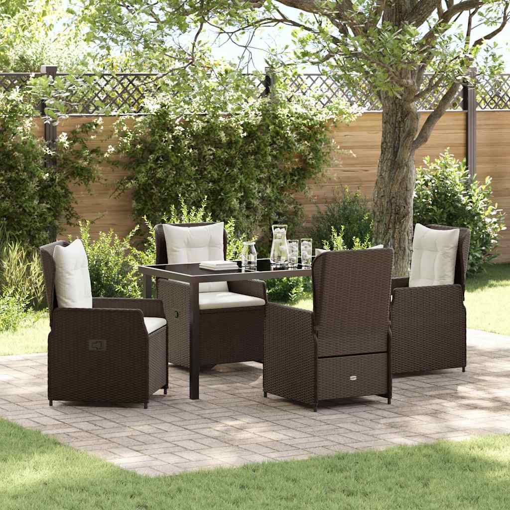 Tuin eettafelset 5 pcs Bruin poly rattan – afbeelding 1