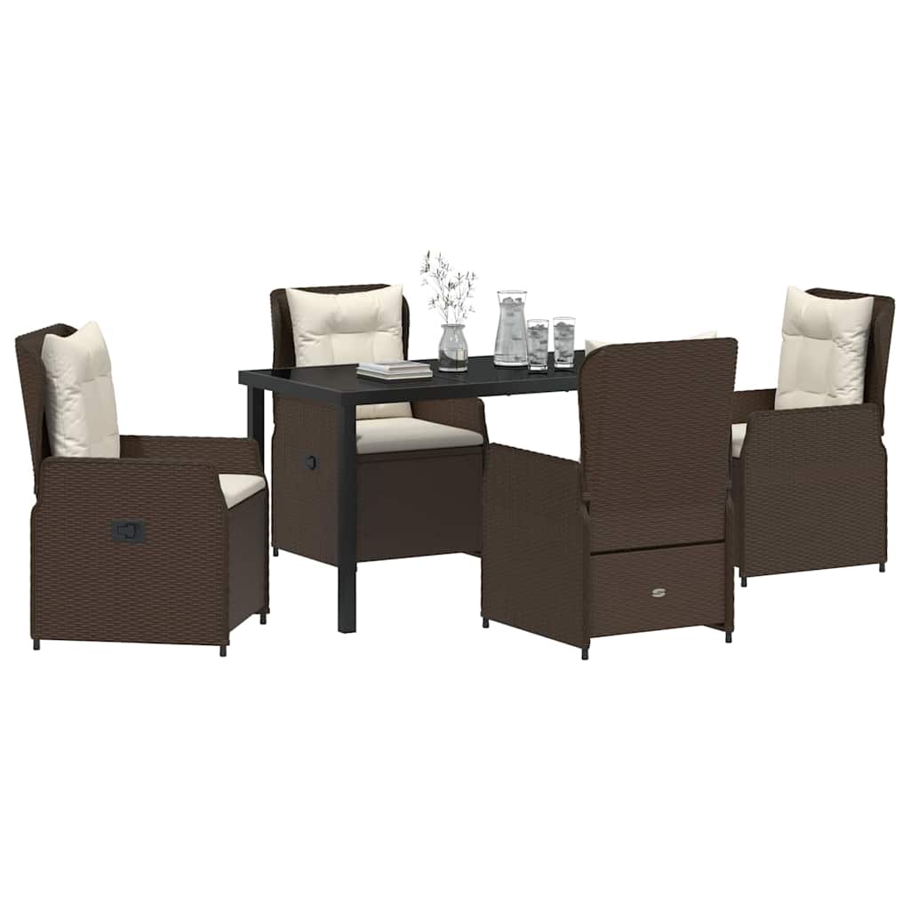 Tuin eettafelset 5 pcs Bruin poly rattan – afbeelding 3
