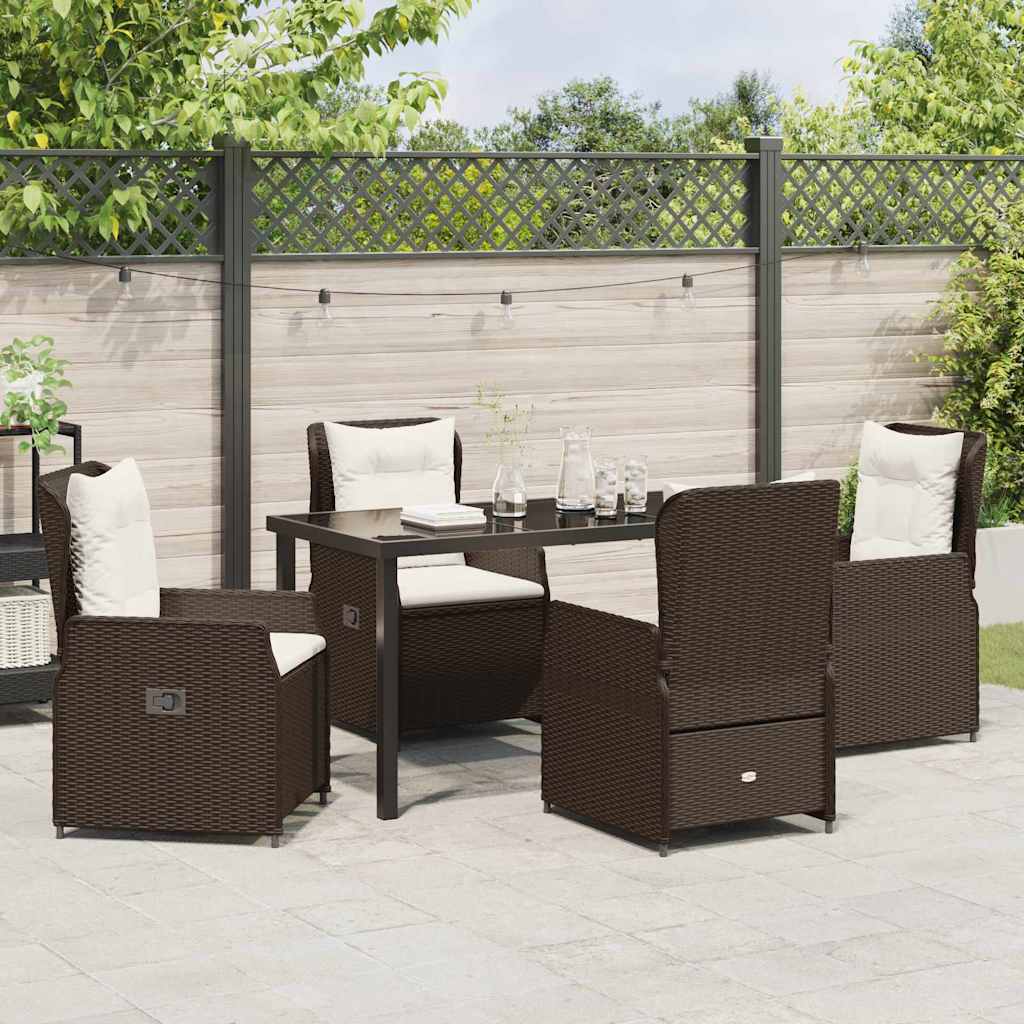 Tuin eettafelset 5 pcs Bruin poly rattan – afbeelding 4