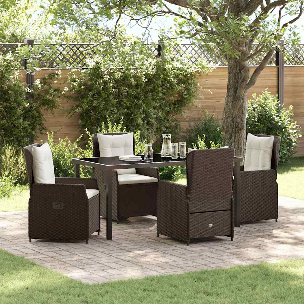 Tuin eettafelset 5 pcs Bruin poly rattan – afbeelding 1