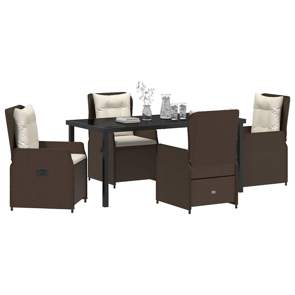 Tuin eettafelset 5 pcs Bruin poly rattan – afbeelding 3