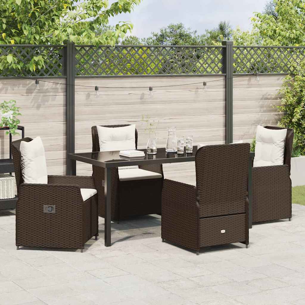 Tuin eettafelset 5 pcs Bruin poly rattan – afbeelding 4