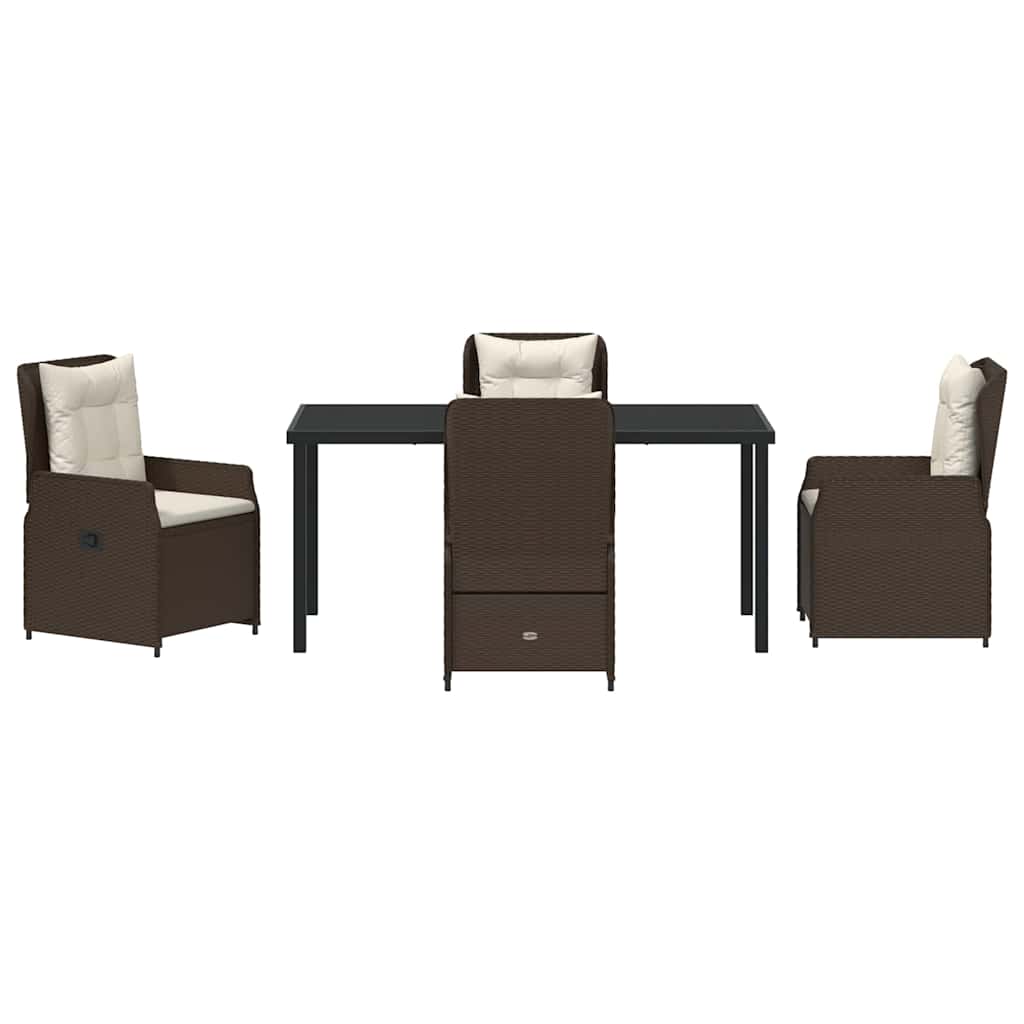 Tuin eettafelset 5 pcs Bruin poly rattan – afbeelding 7