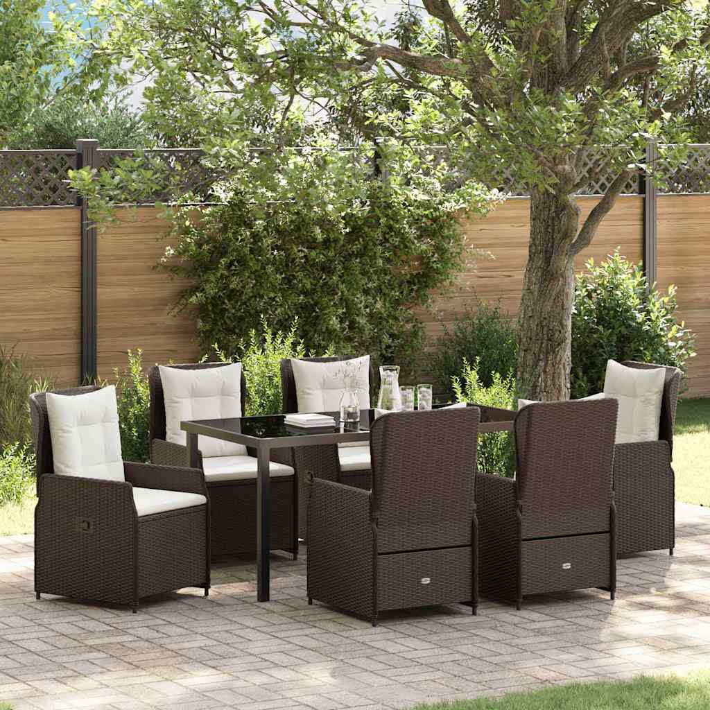 Tuin eettafelset 7 pcs Bruin poly rattan – afbeelding 1