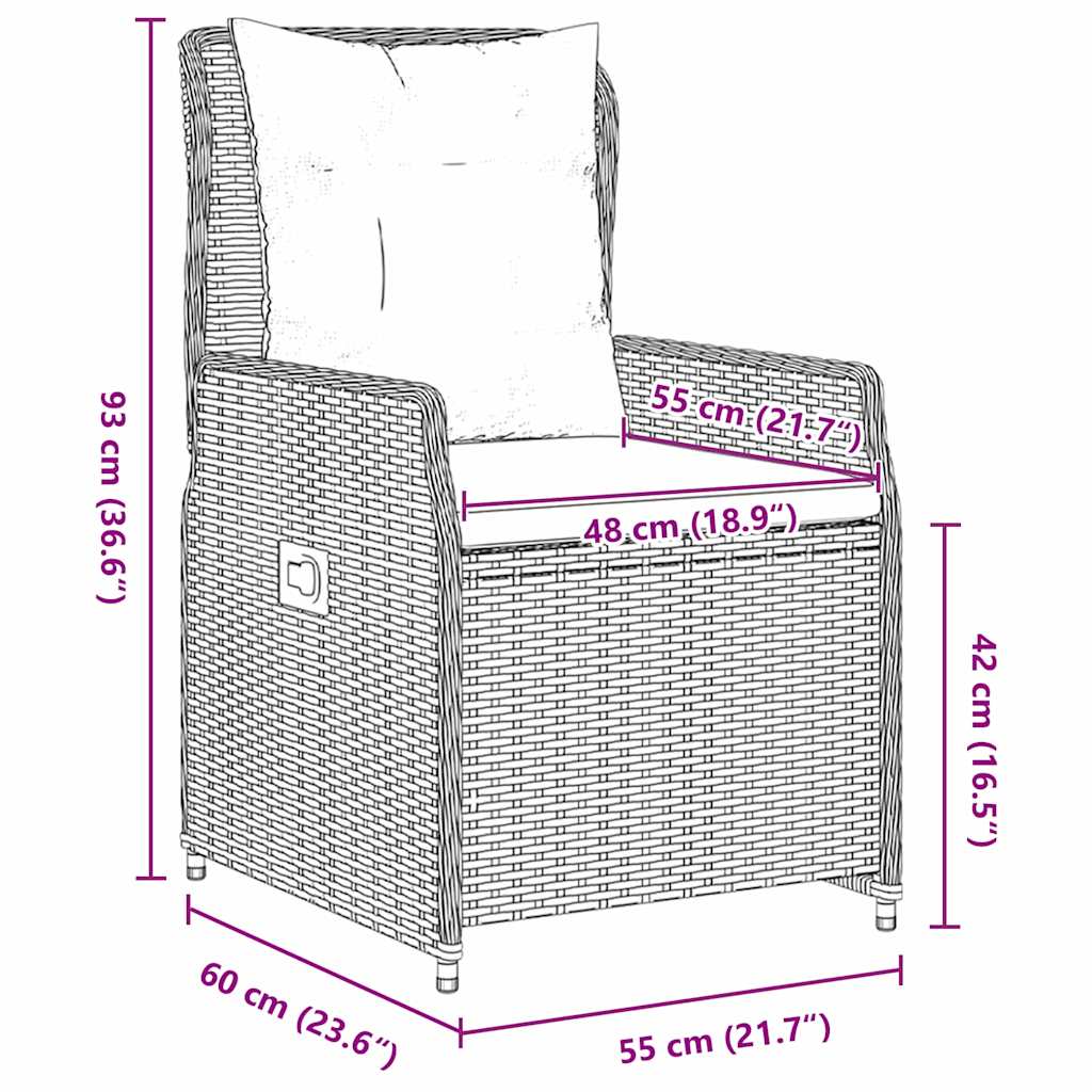 Tuin eettafelset 7 pcs Bruin poly rattan – afbeelding 10
