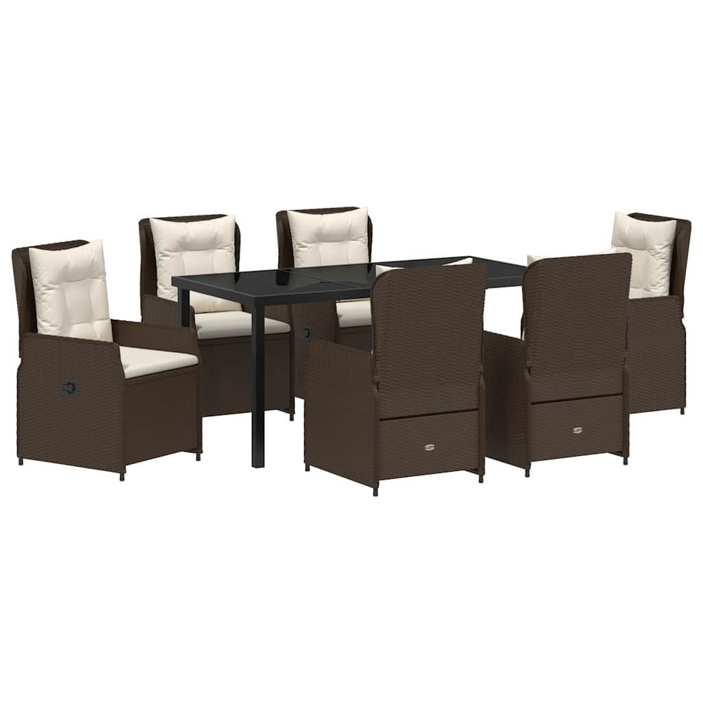 Tuin eettafelset 7 pcs Bruin poly rattan – afbeelding 2