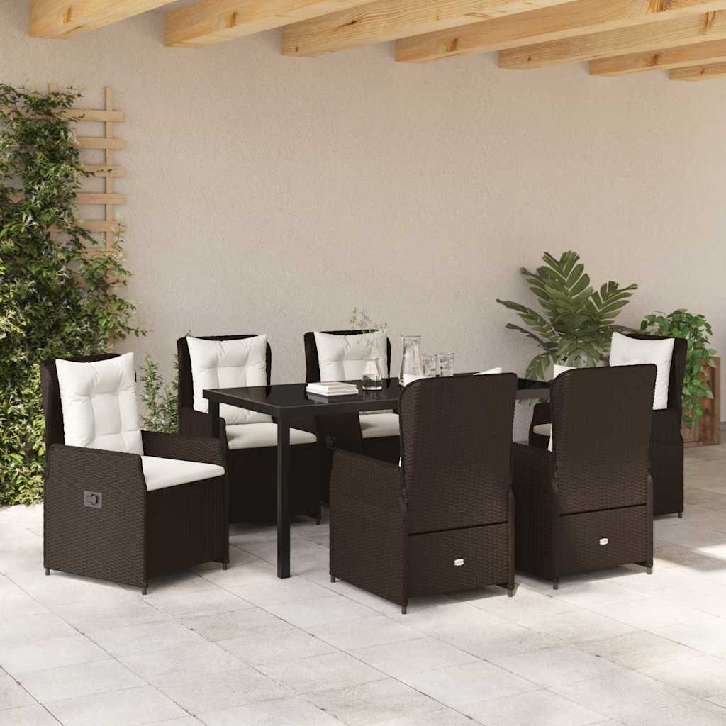 Tuin eettafelset 7 pcs Bruin poly rattan – afbeelding 4