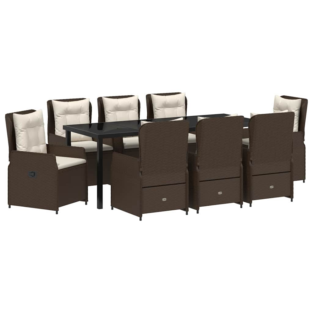 Tuin eettafelset 9 pcs Bruin poly rattan – afbeelding 2