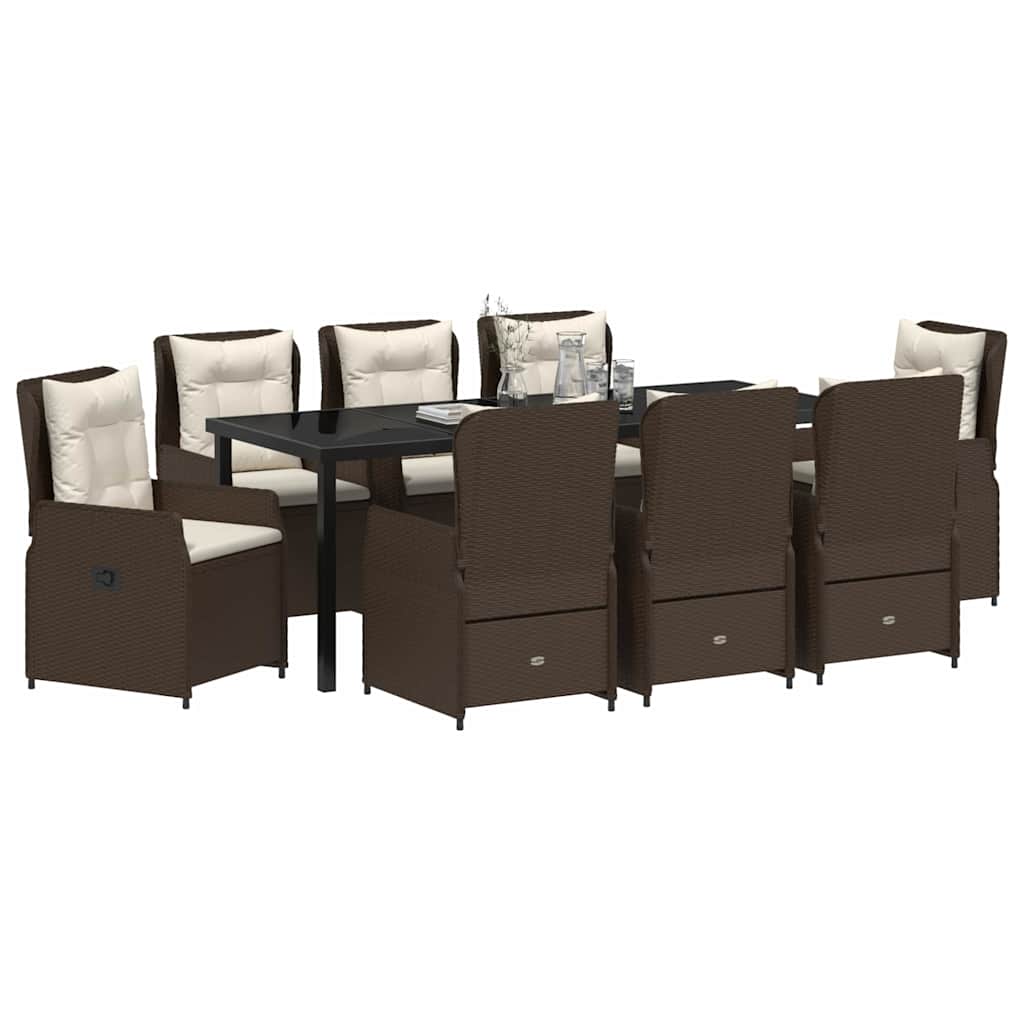 Tuin eettafelset 9 pcs Bruin poly rattan – afbeelding 3