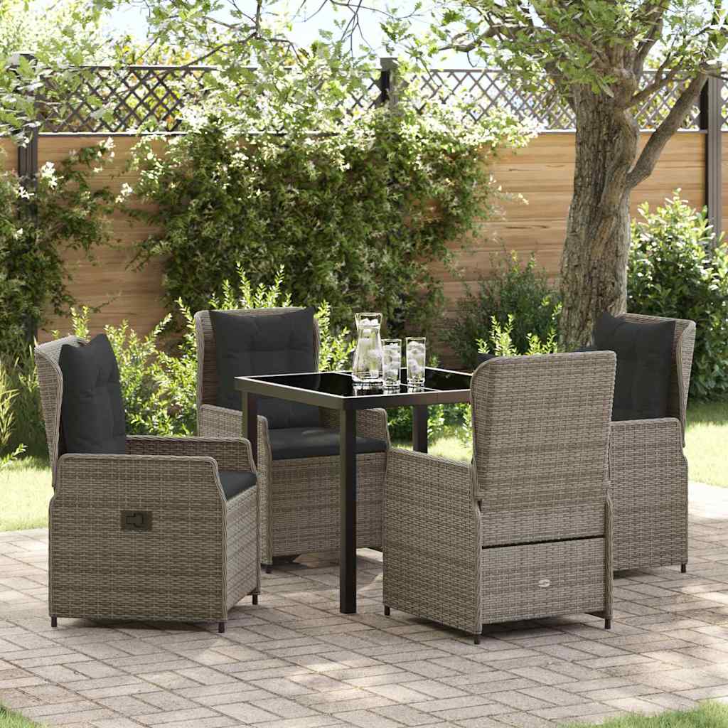 Tuin eettafelset 5 pcs Grijs poly rattan – afbeelding 1