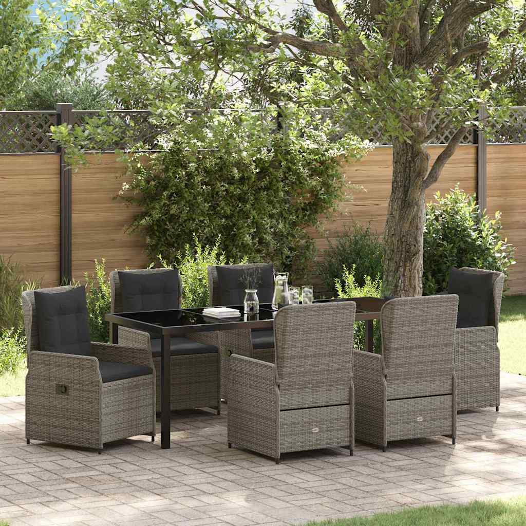 Tuin eettafelset 7 pcs Grijs poly rattan – afbeelding 1