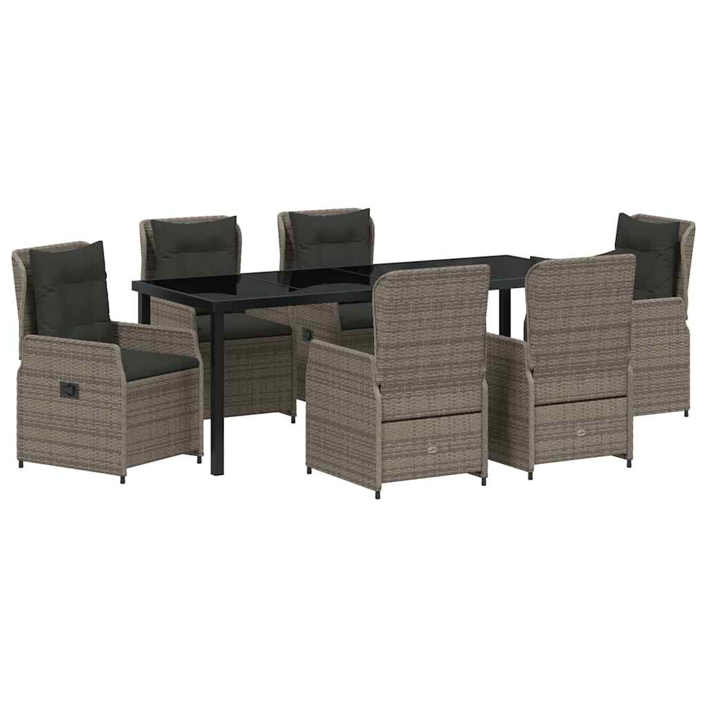 Tuin eettafelset 7 pcs Grijs poly rattan – afbeelding 2