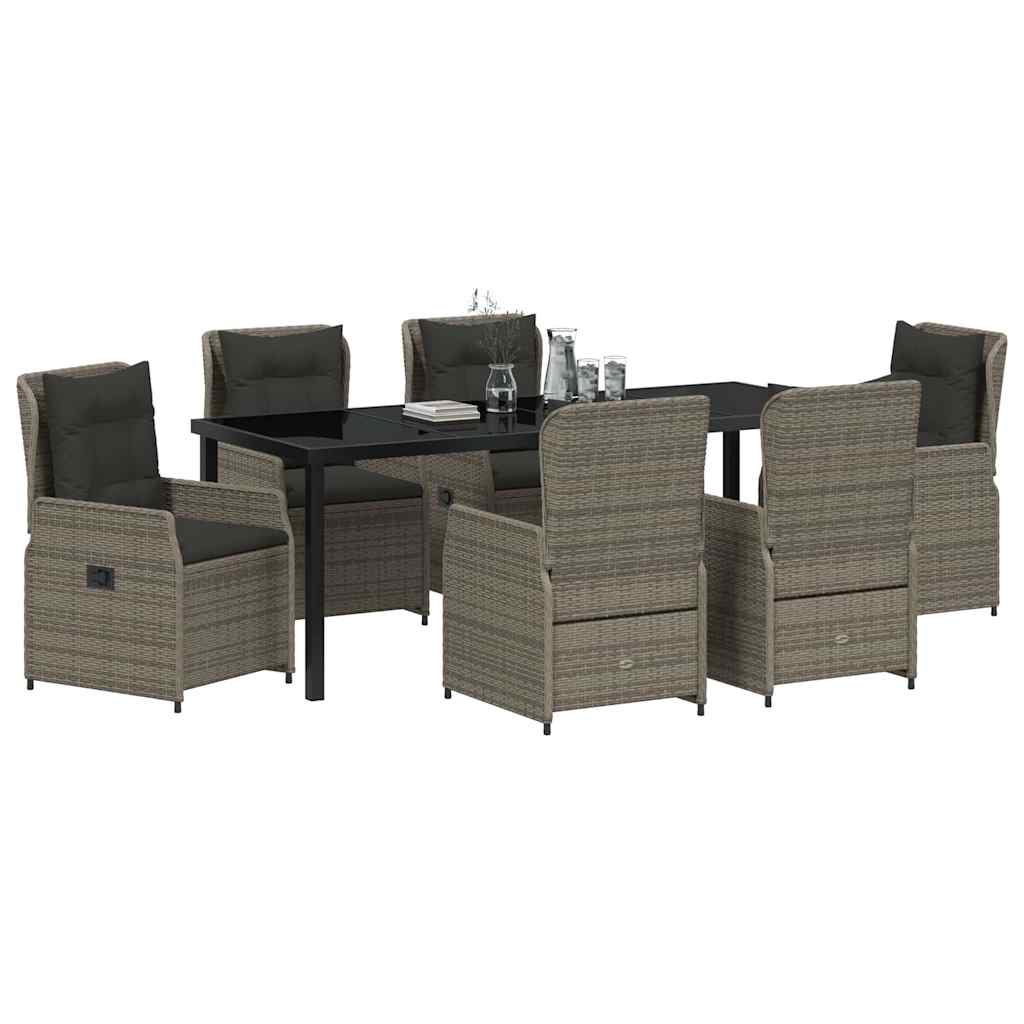 Tuin eettafelset 7 pcs Grijs poly rattan – afbeelding 3