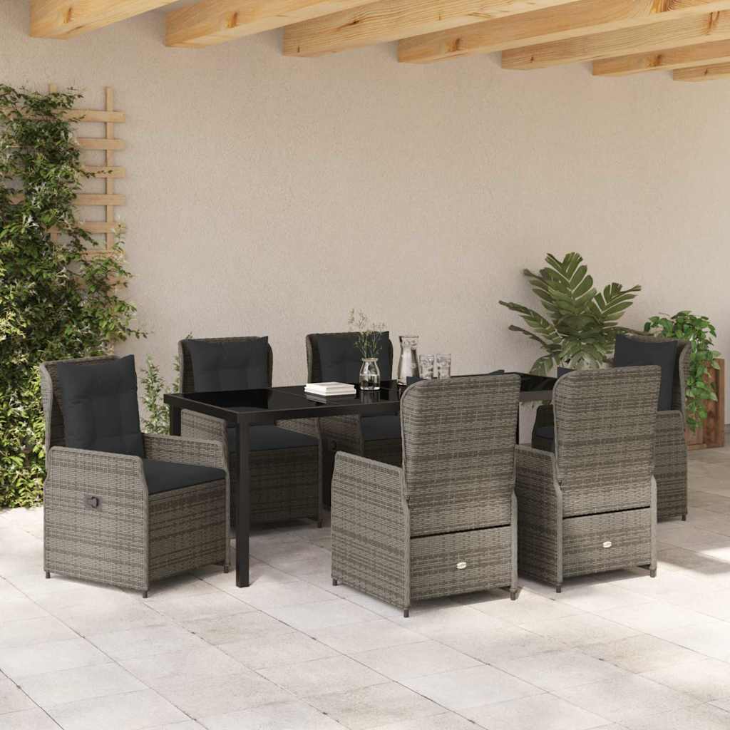 Tuin eettafelset 7 pcs Grijs poly rattan – afbeelding 4