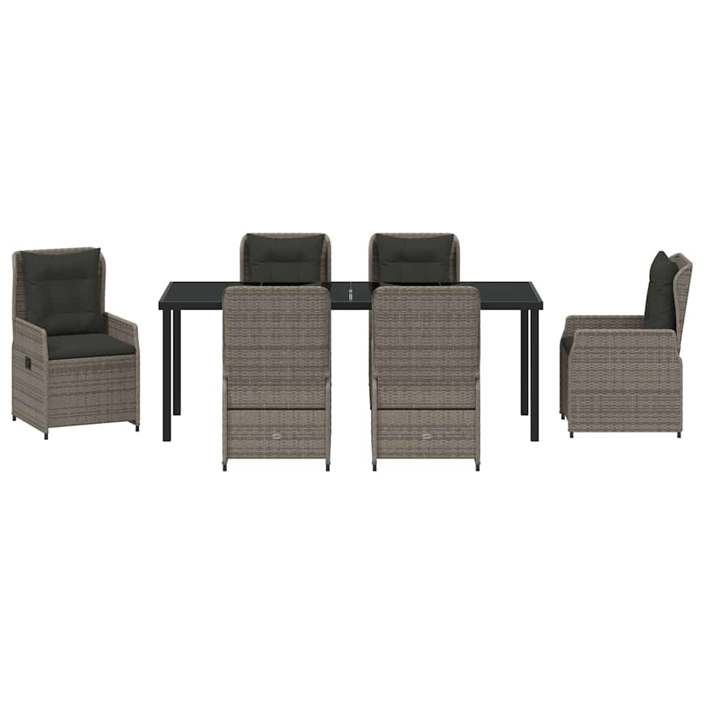 Tuin eettafelset 7 pcs Grijs poly rattan – afbeelding 7