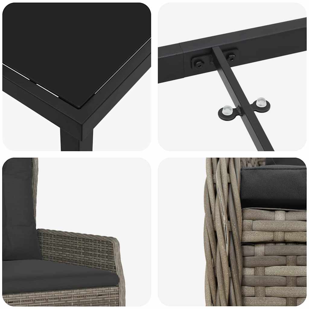 Tuin eettafelset 7 pcs Grijs poly rattan – afbeelding 9