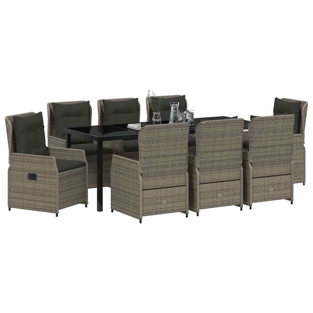 Tuin eettafelset 9 pcs Grijs poly rattan – afbeelding 3