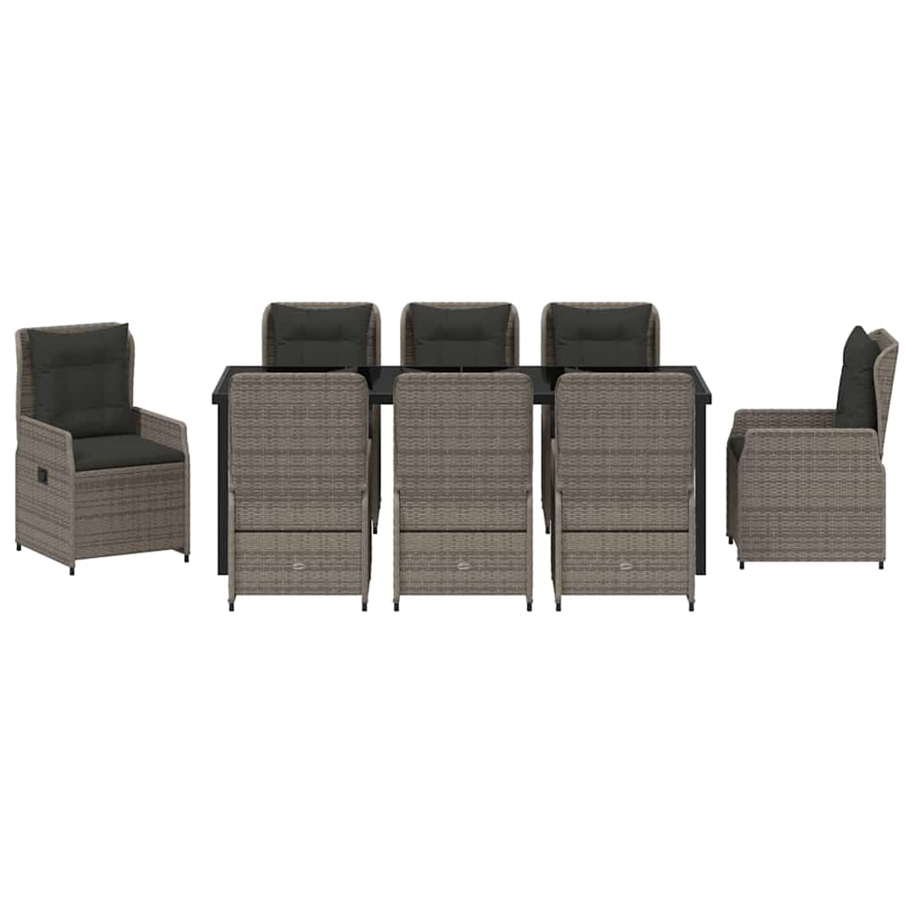 Tuin eettafelset 9 pcs Grijs poly rattan – afbeelding 7
