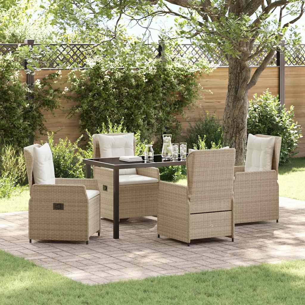 Tuin eettafelset 5 pcs Beige en Licht Grijs poly rattan – afbeelding 1