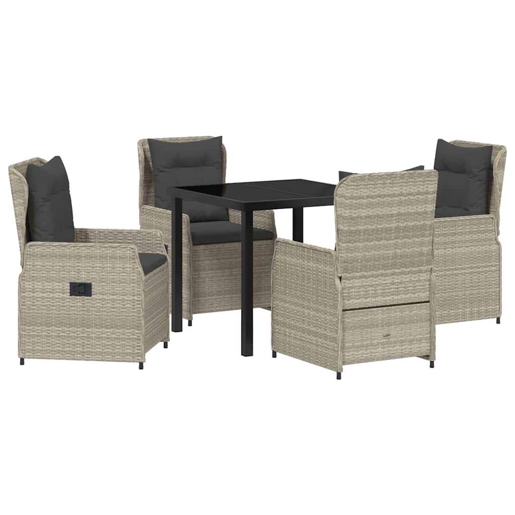 Tuin eettafelset 5 pcs Lichtgrijs poly rattan – afbeelding 2