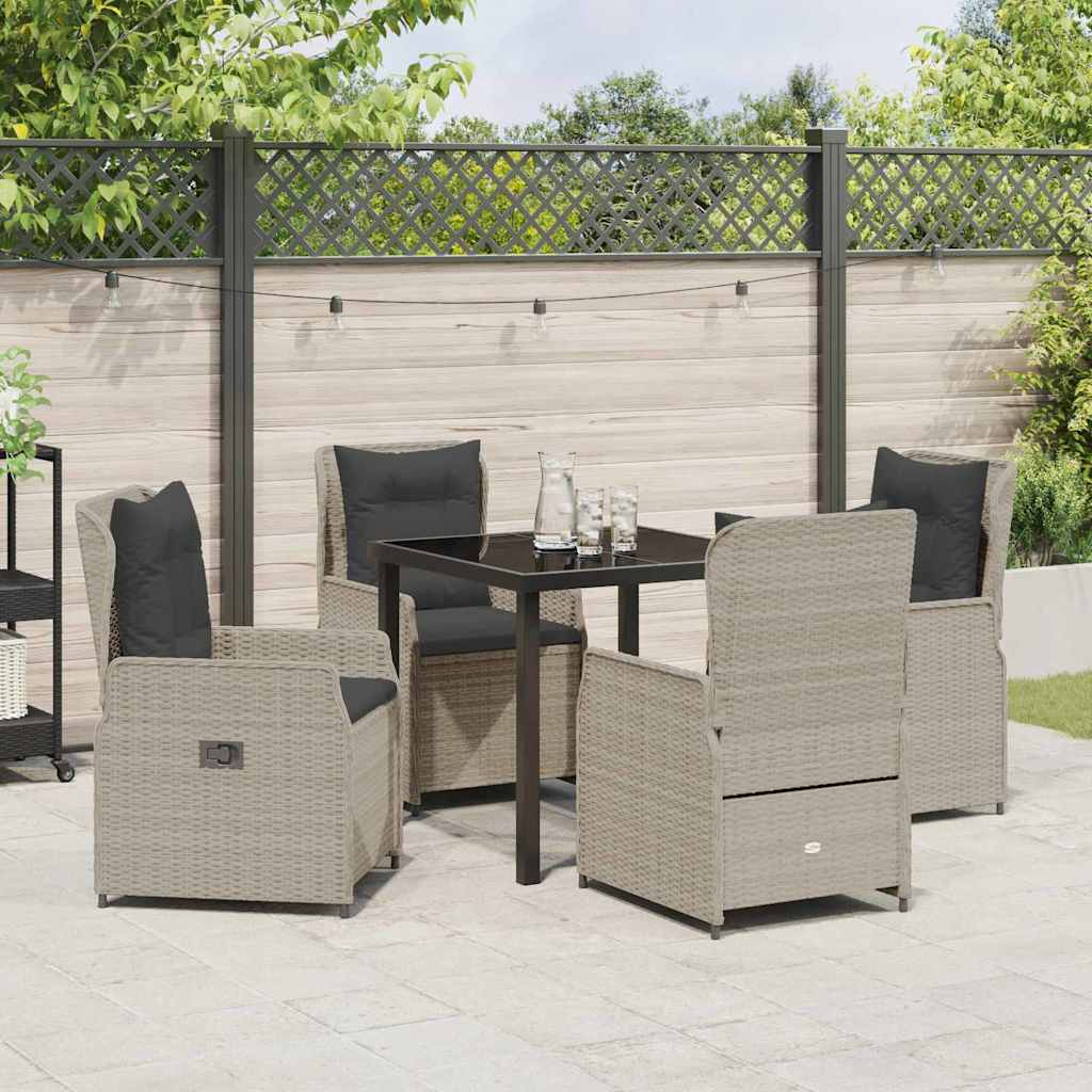 Tuin eettafelset 5 pcs Lichtgrijs poly rattan – afbeelding 4