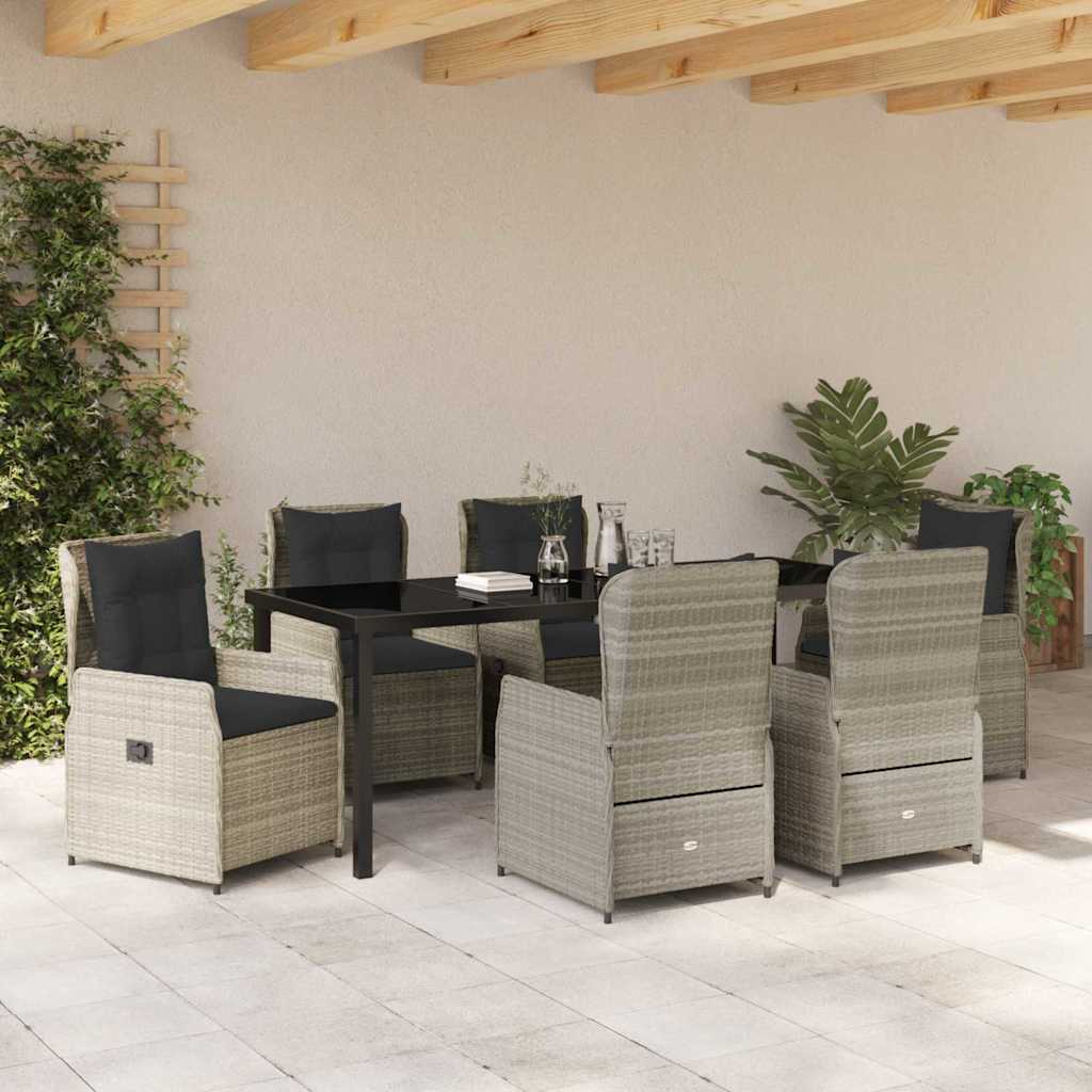 Tuin eettafelset 7 pcs Lichtgrijs poly rattan – afbeelding 4