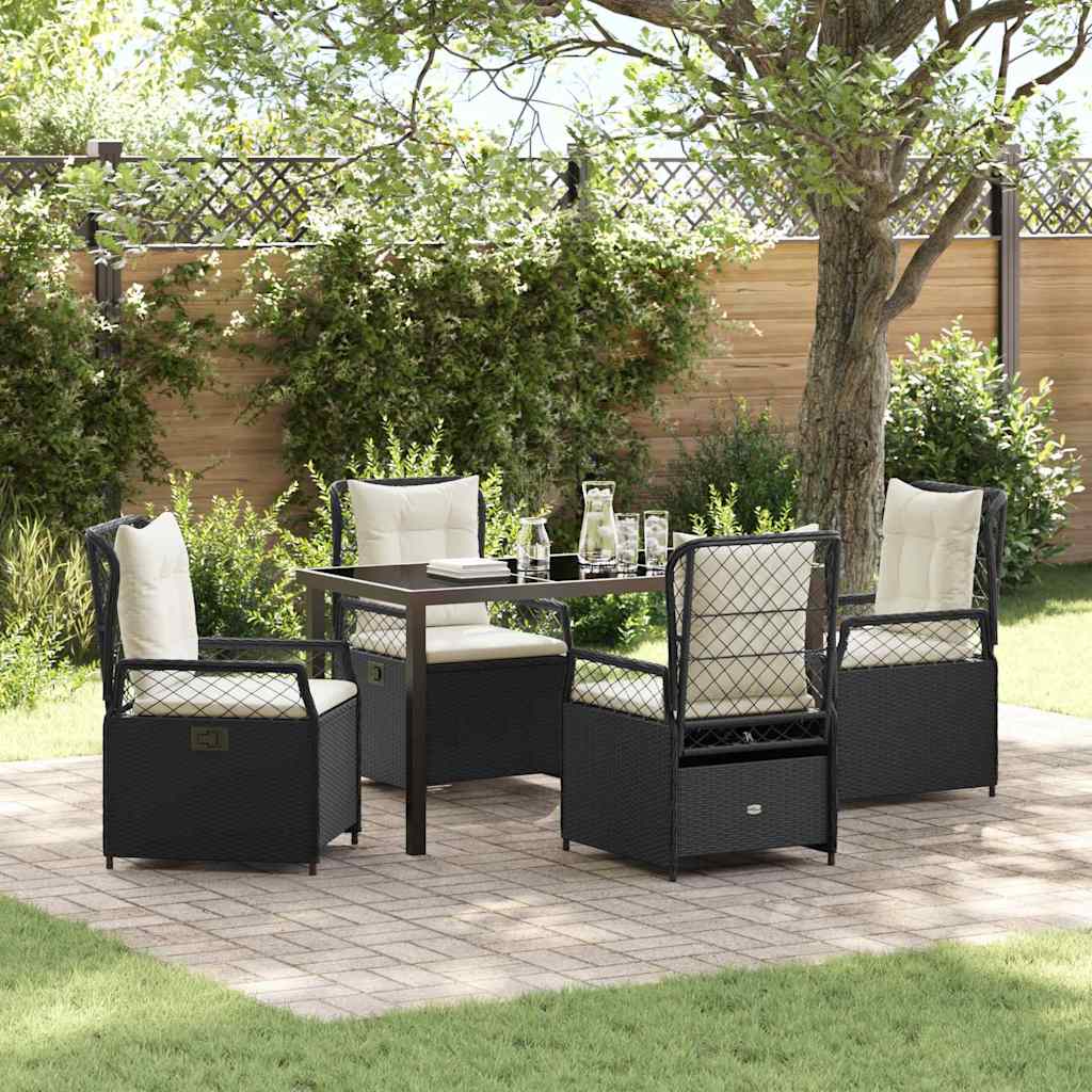 Tuin eettafelset 5 pcs Zwart poly rattan – afbeelding 1