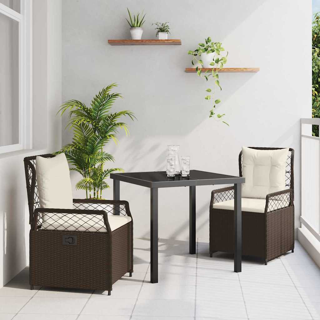 Tuin eettafelset 3 pcs Bruin poly rattan – afbeelding 1