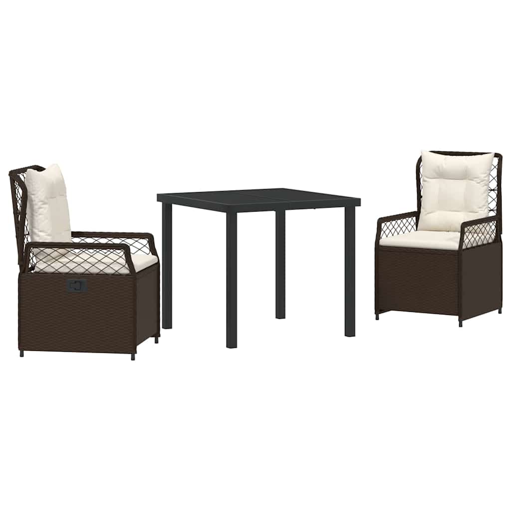 Tuin eettafelset 3 pcs Bruin poly rattan – afbeelding 2