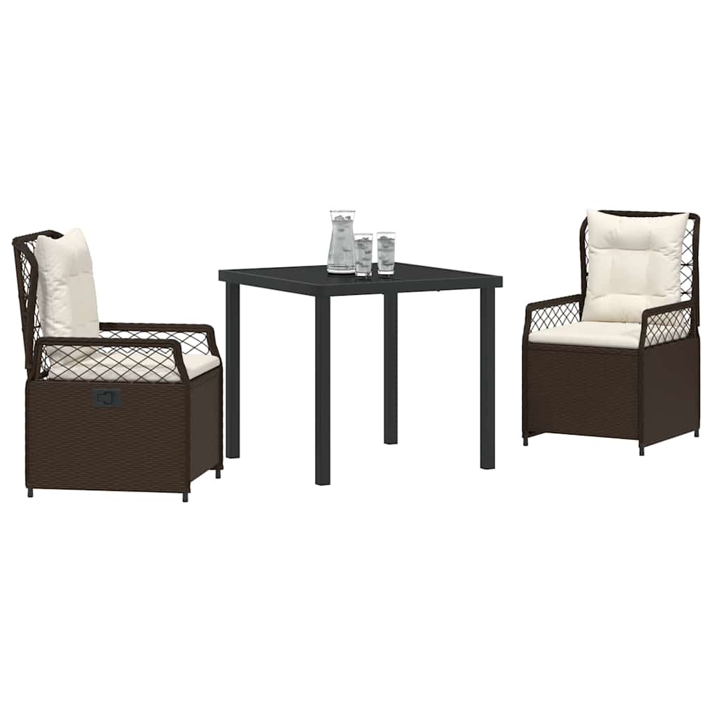 Tuin eettafelset 3 pcs Bruin poly rattan – afbeelding 3