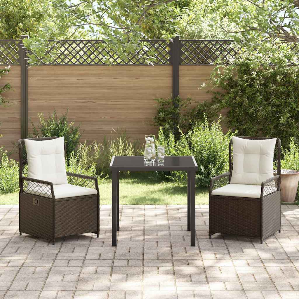 Tuin eettafelset 3 pcs Bruin poly rattan – afbeelding 4