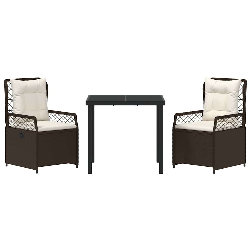 Tuin eettafelset 3 pcs Bruin poly rattan – afbeelding 7