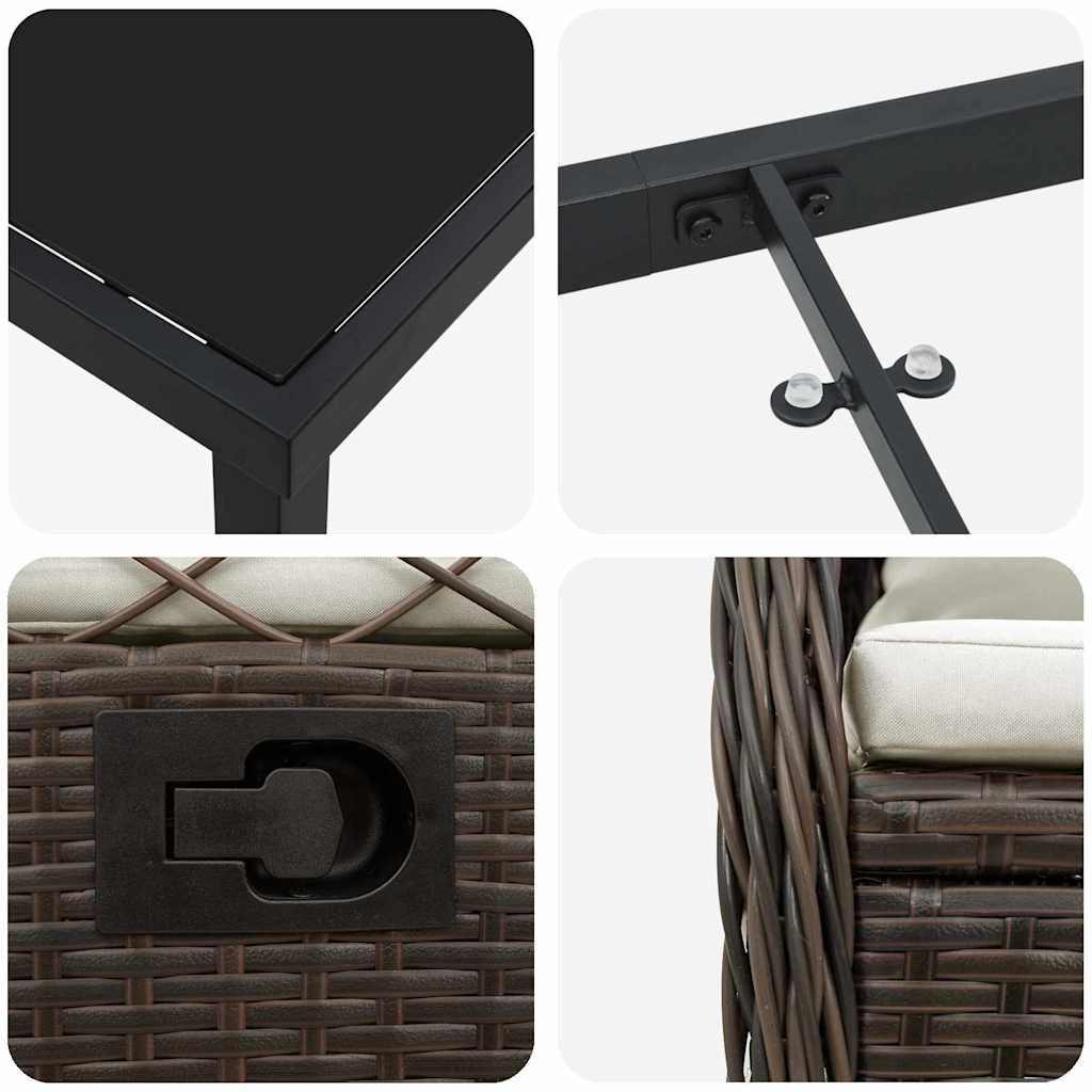 Tuin eettafelset 3 pcs Bruin poly rattan – afbeelding 9