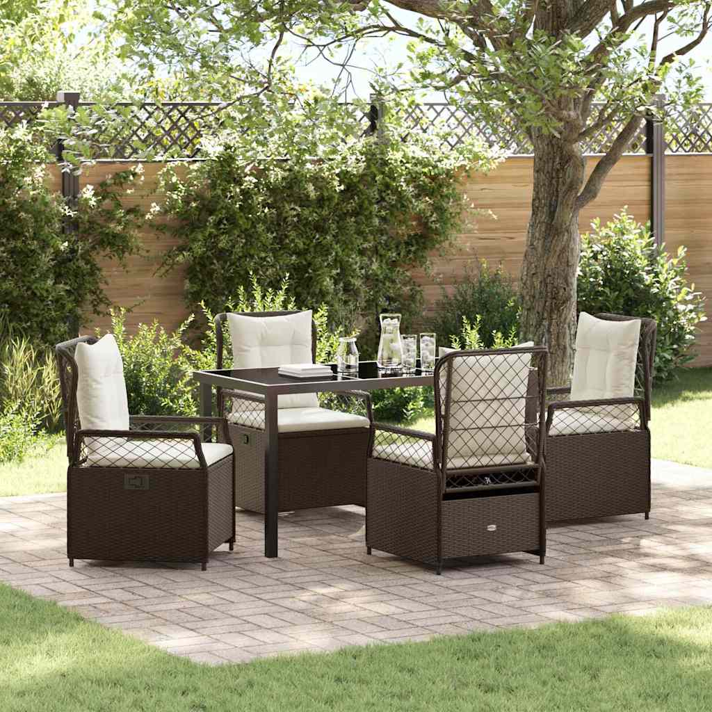 Tuin eettafelset 5 pcs Bruin poly rattan – afbeelding 1